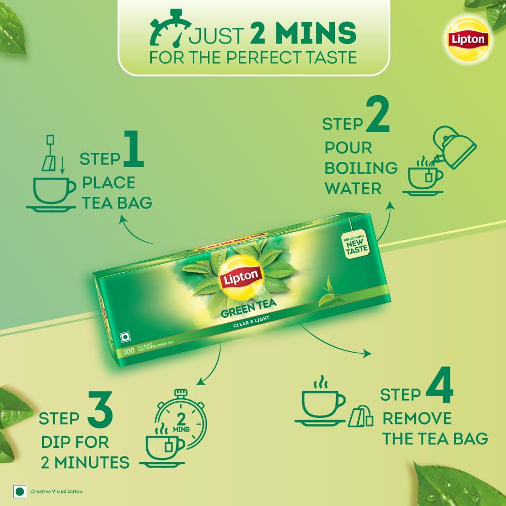 Clear & Light Green Tea Bags 100 Pcs, 130 Grams