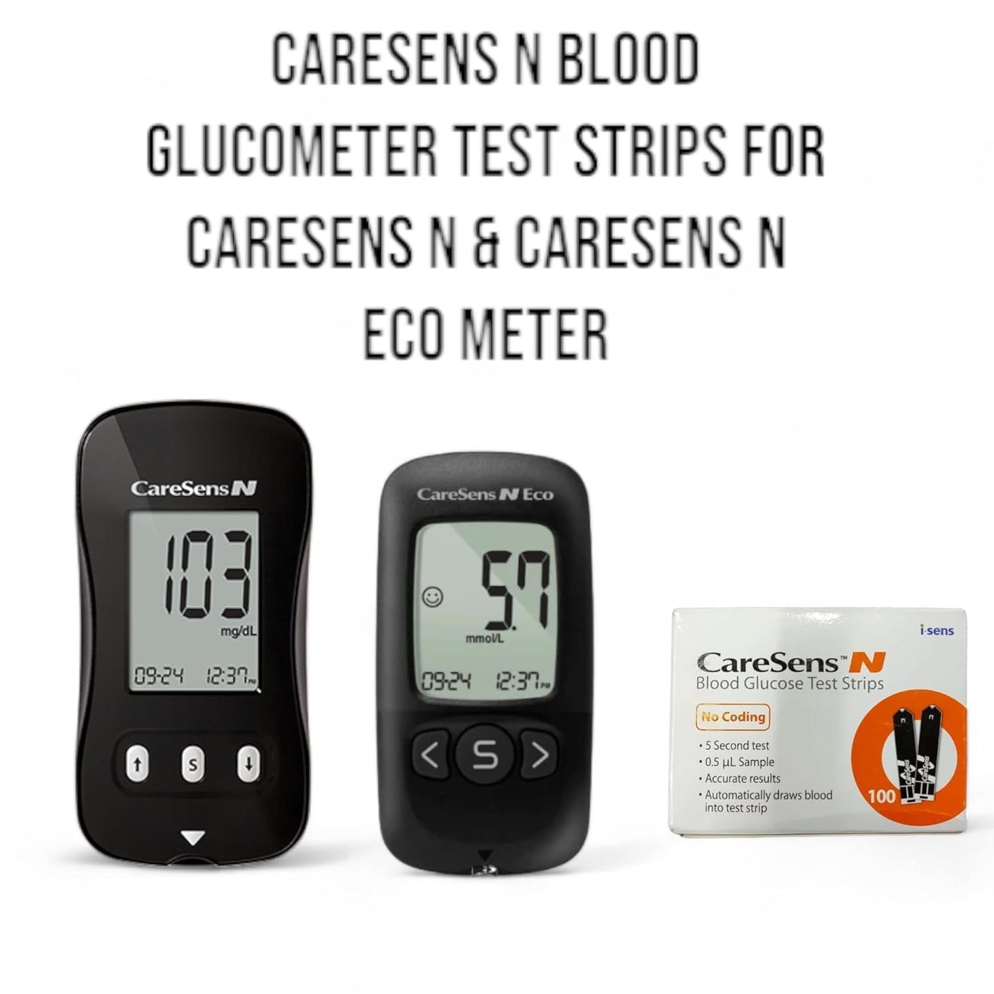 CareSens N 100 Glucose Test Strips with 100 Rossify Lancets | Accurate Blood Sugar Monitoring | Fast & Reliable Results | Compatible with CareSens N Glucometer | Diabetes Care Essentials