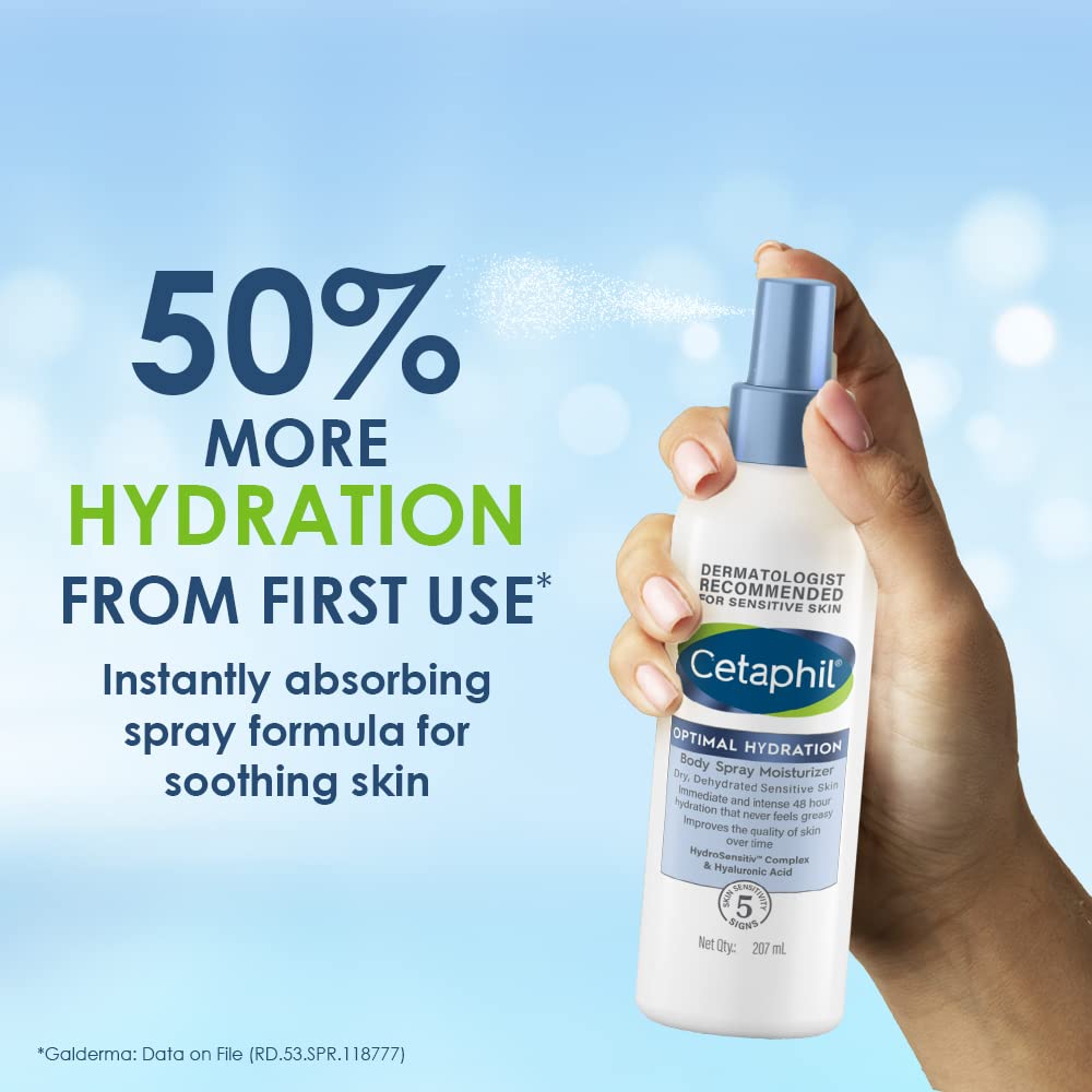 Cetaphil Optimal Hydration Body Spray Moisturizer 207ml | Lightweight moisturizer & non-greasy