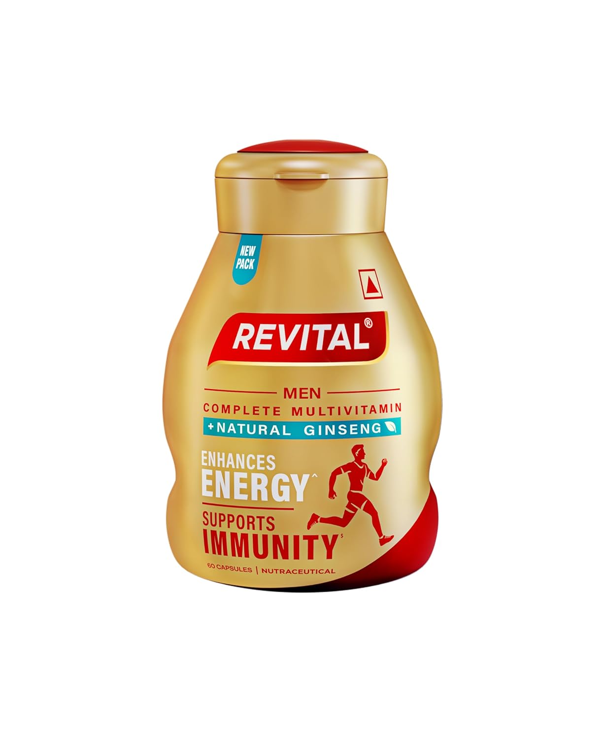 Revital H Multivitamin For Men (60 Capsules) With Natural Ginseng, Zinc, 10 Vitamins & 8 Minerals For Daily Energy, Stamina & Immunity