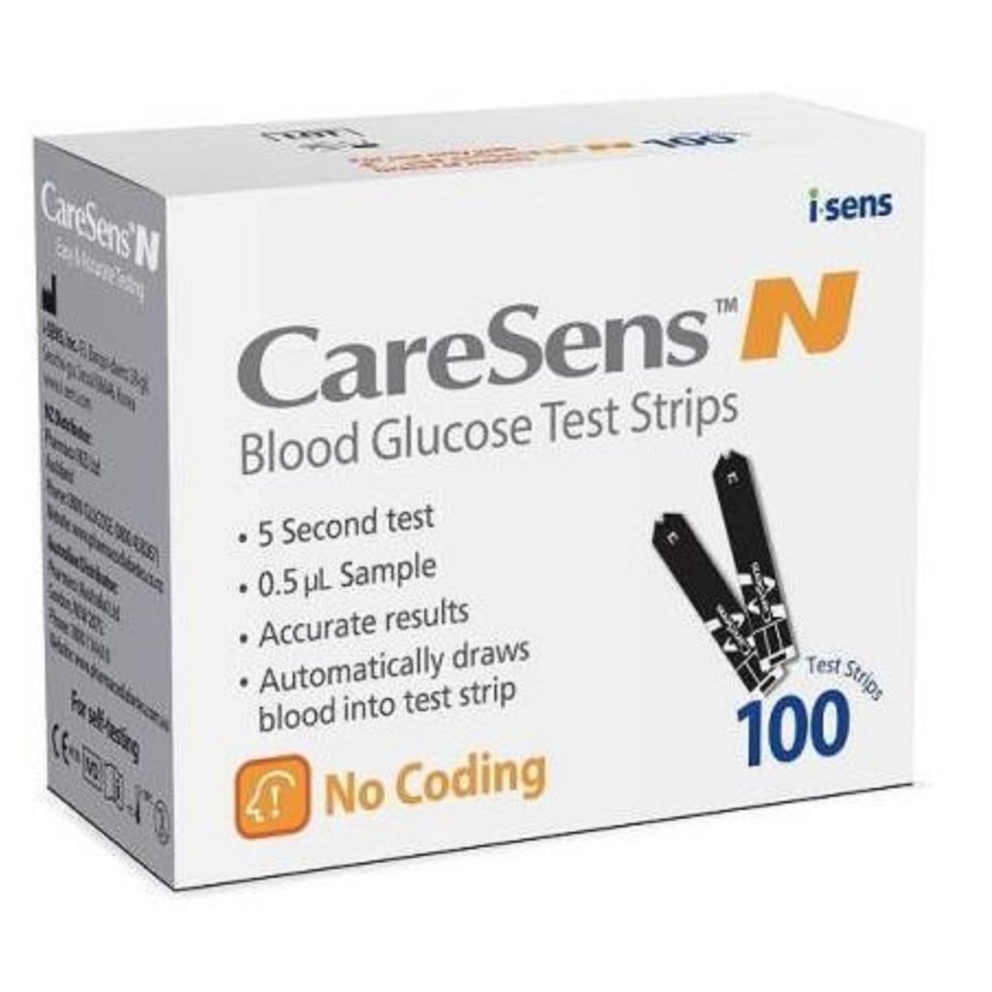 CareSens N 100 Glucose Test Strips with 100 Rossify Lancets | Accurate Blood Sugar Monitoring | Fast & Reliable Results | Compatible with CareSens N Glucometer | Diabetes Care Essentials