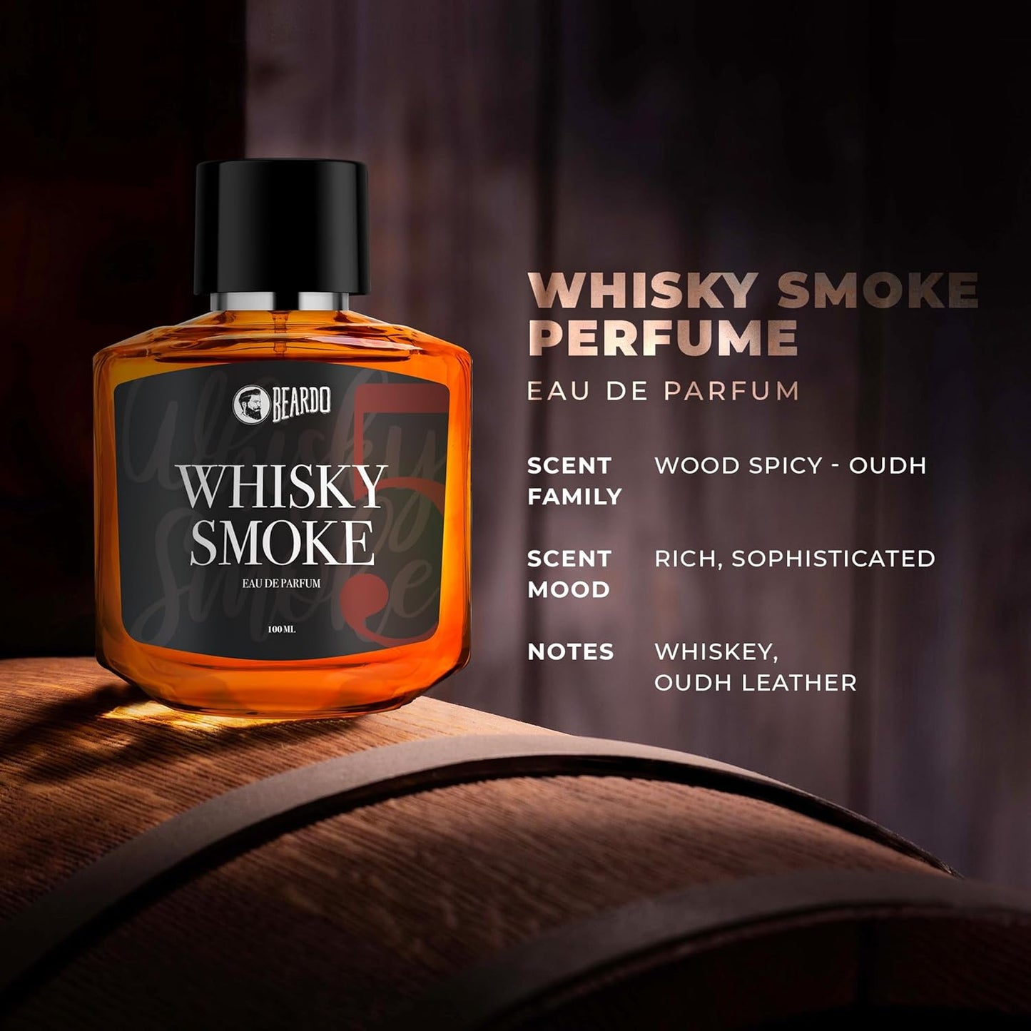 Beardo Whisky Smoke Perfume for Men, 100ml | Spicy, Woody - Oudh Scent Eau De Parfum | Long Lasting Perfume for Men | Best Date Night Fragrance Body Spray | Gift for Husband | Gift for Boyfriend | Gift for Men