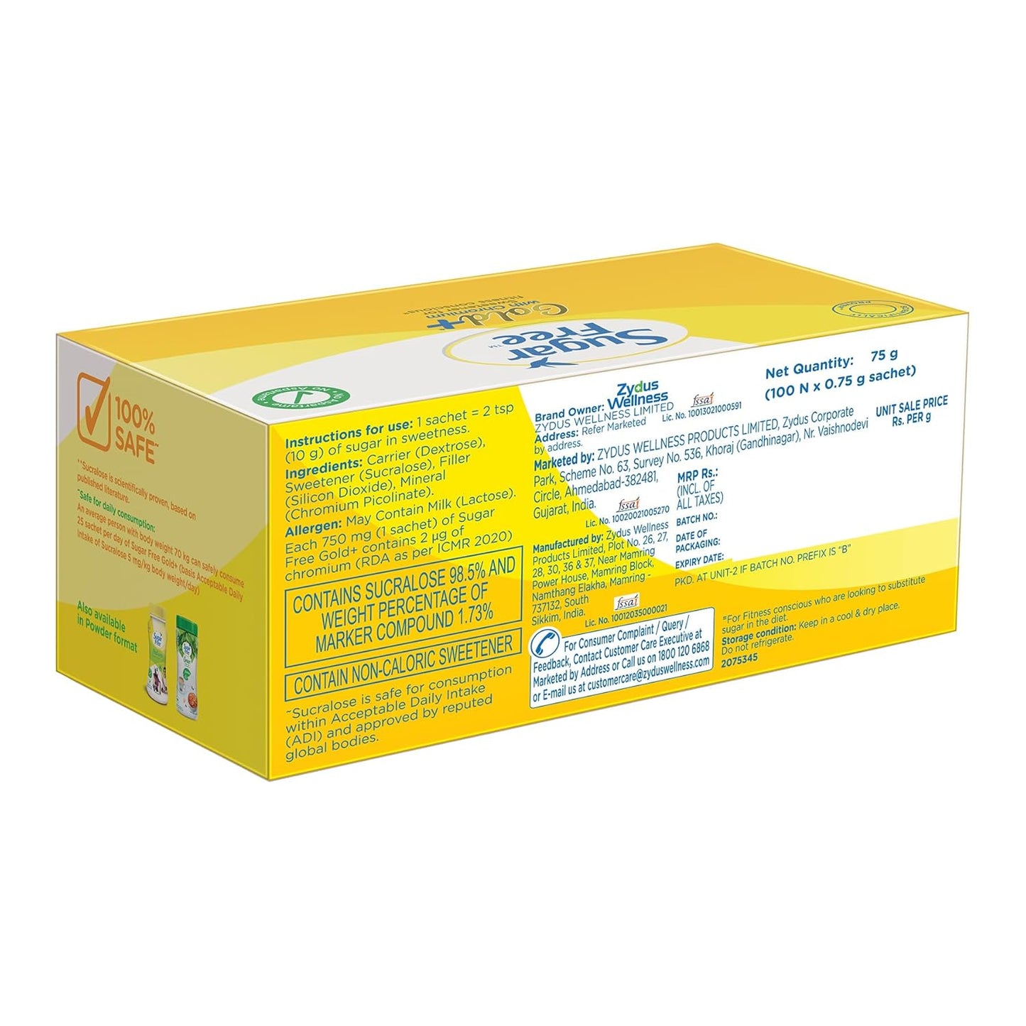 Sugar Free Gold, 100 Sachets (Pack Of 2) | India S No.1 Sweetner