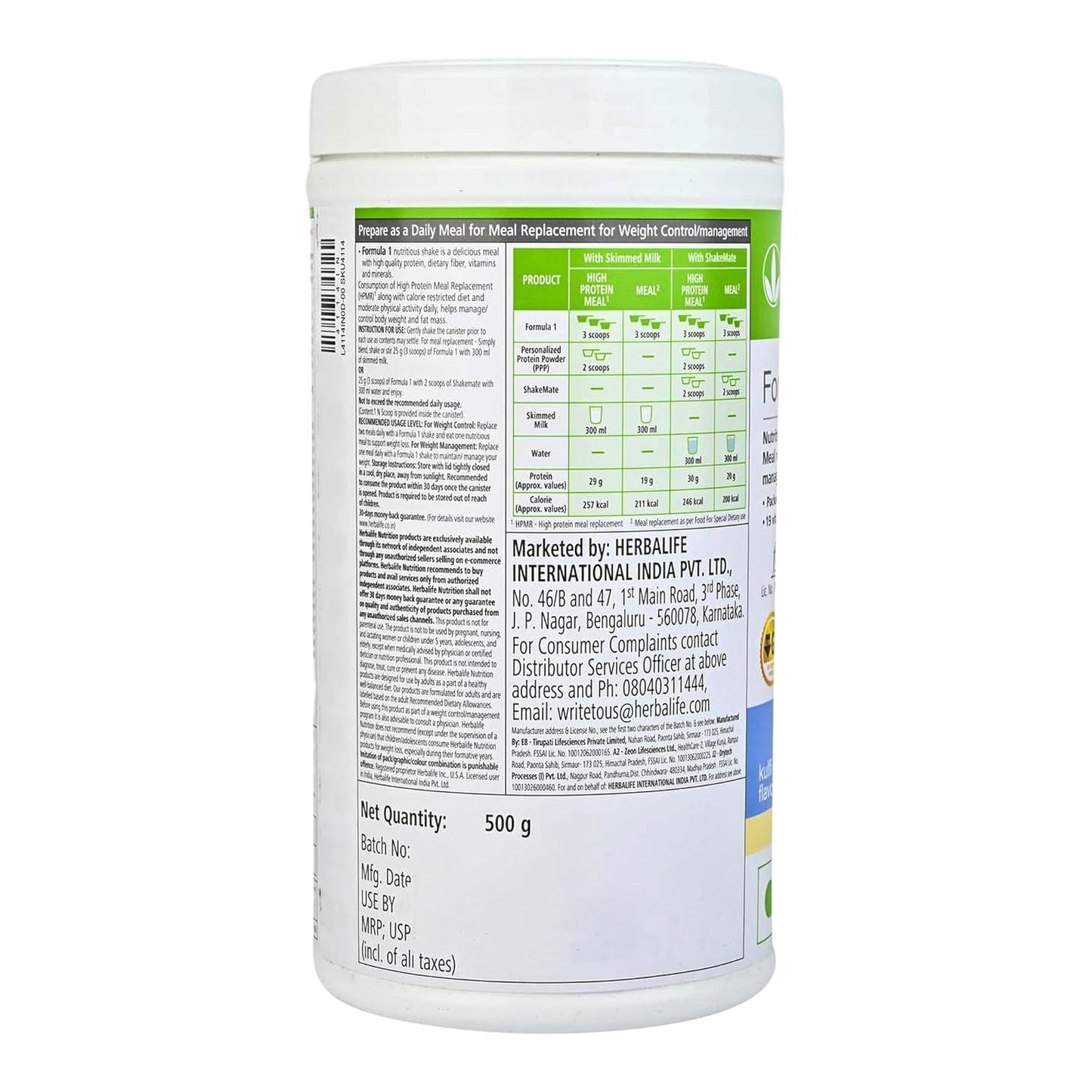 Formula 1 Nutritional Shake Mix – Kulfi Flavor | 500g | Meal Replacement