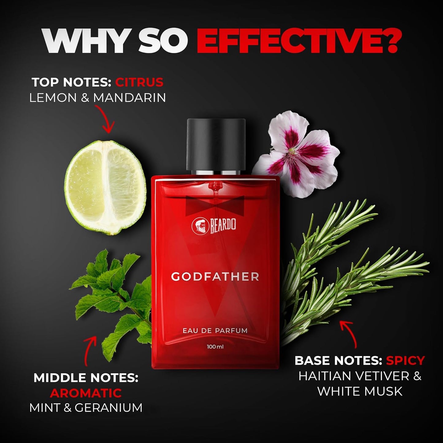BEARDO Godfather Perfume For Men, 100Ml | Aromatic, Spicy Perfume For Men Long Lasting Perfume For Date Night Fragrance | Body Spray For Men | Valentines Day Gift For Husband | Boyfriend