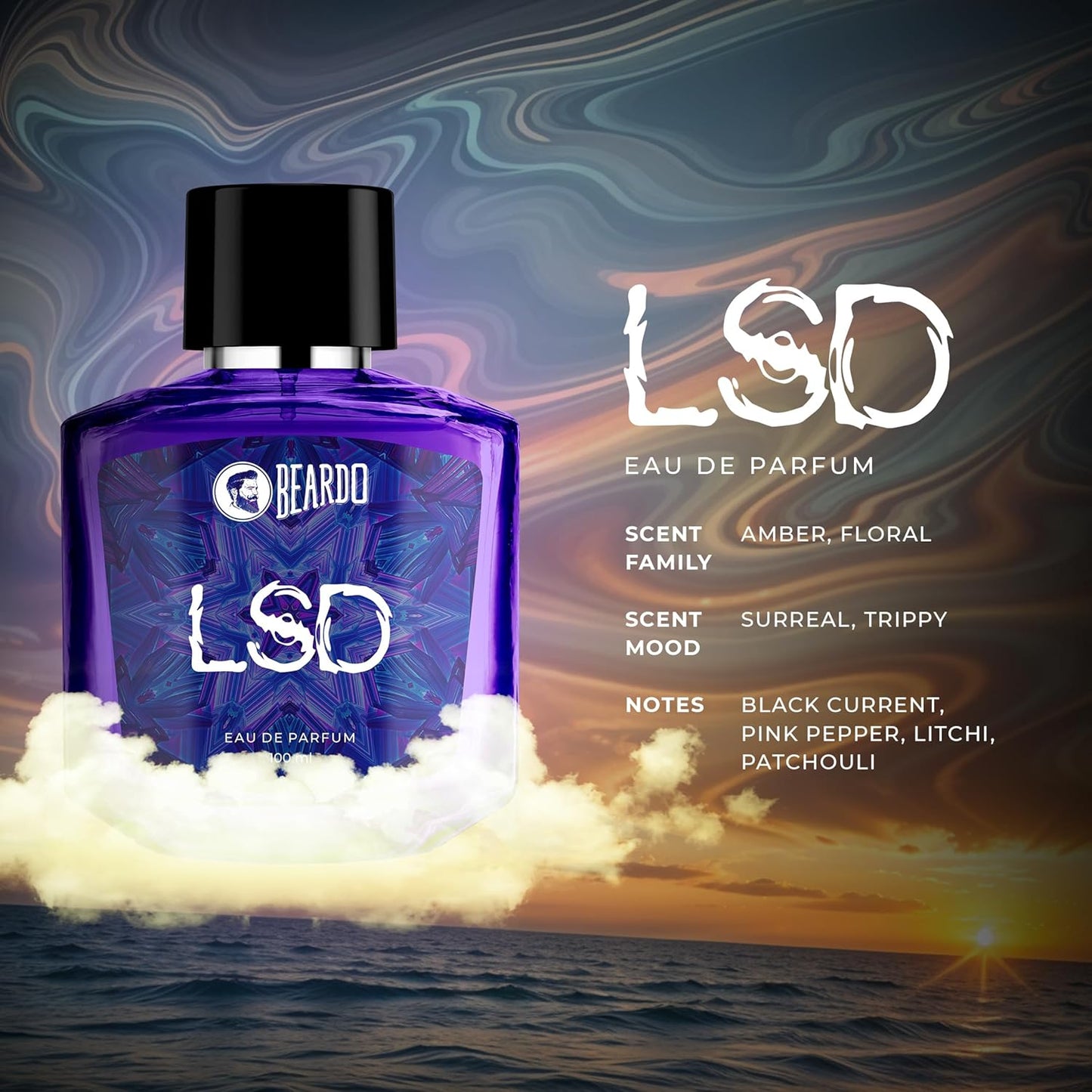 BEARDO Perfume For Men - LSD, 100Ml | Amber Spicy Scent | Concentrated Sprays - Long Lasting Fragrance | Eau De Parfum Gift For Men | Strong EDP For Men | Gift For Husband | Gift For Boyfriend