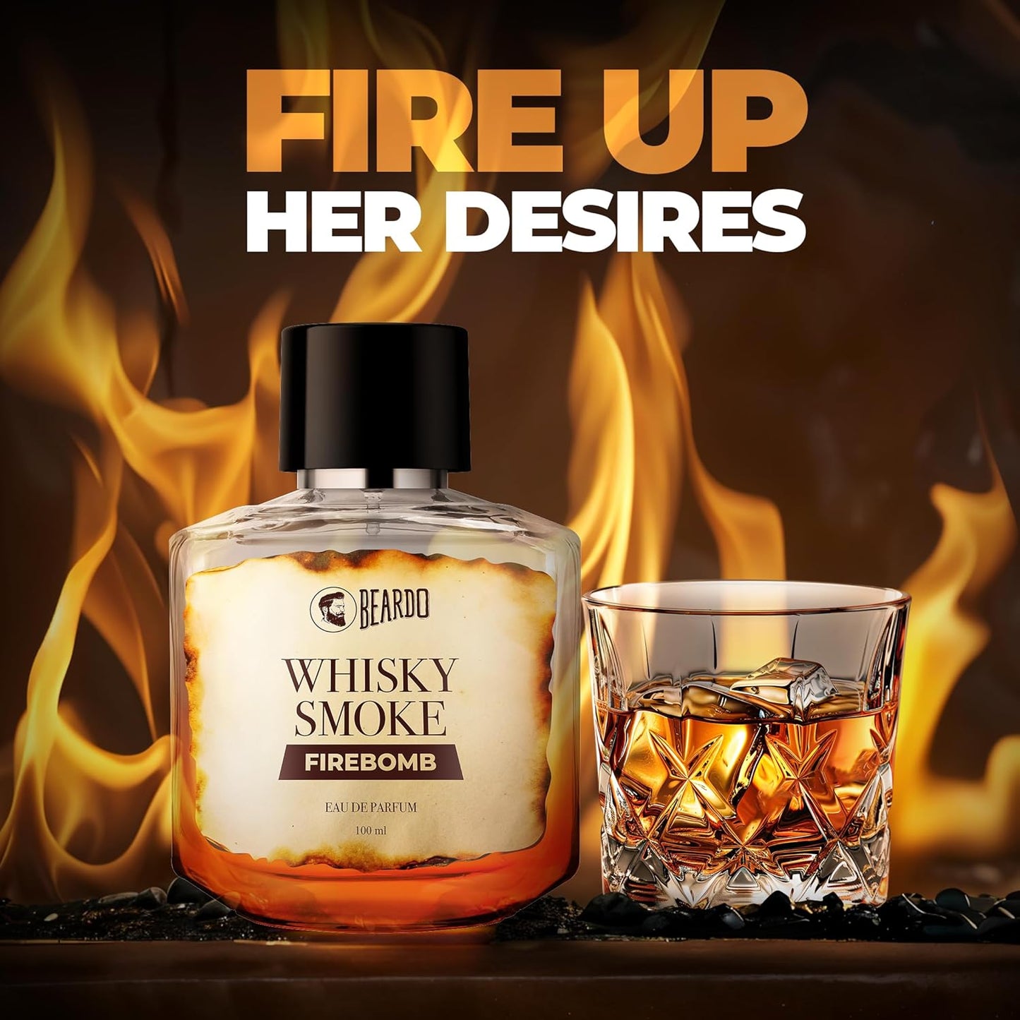Beardo Whisky Smoke FIREBOMB Perfume for men, 100ml | Spicy, Woody scent | Long Lasting Mens Perfume | Best Date Night Eau de parfum for Men | Gift For Friends | Gift for Men