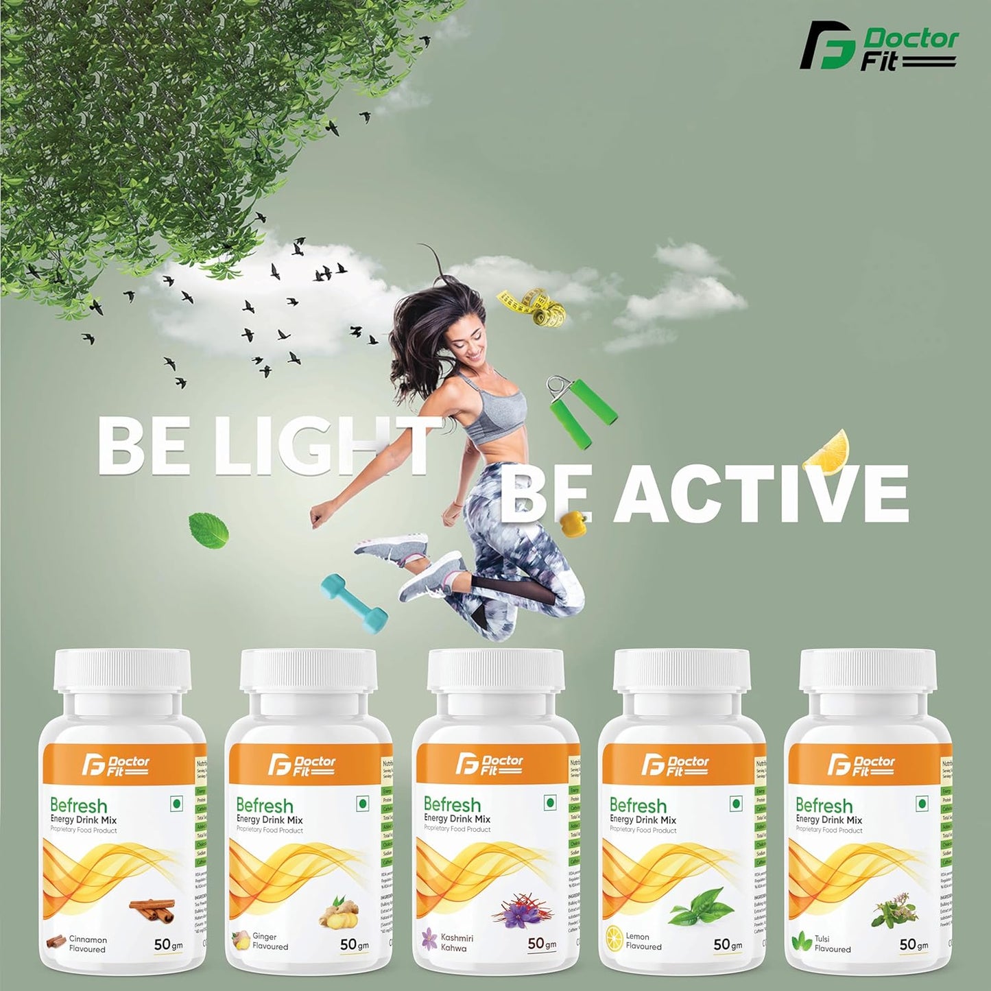 Befresh Energy Drink Mix ((50g X 3 Combo), Lemon + Tulsi + Kashmiri Kahwa)