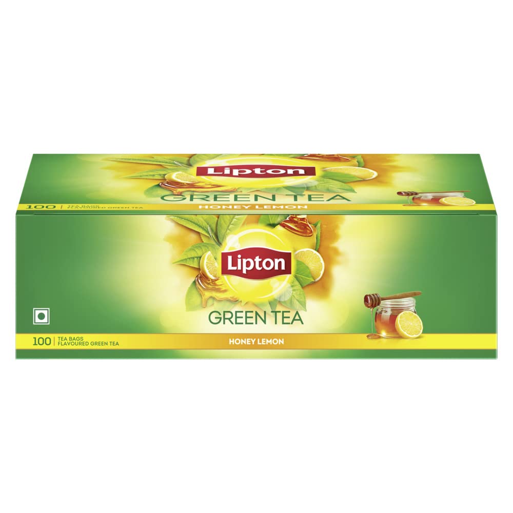 Honey Lemon Green Tea Bags 100 pcs, All Natural Flavour, Zero Calories