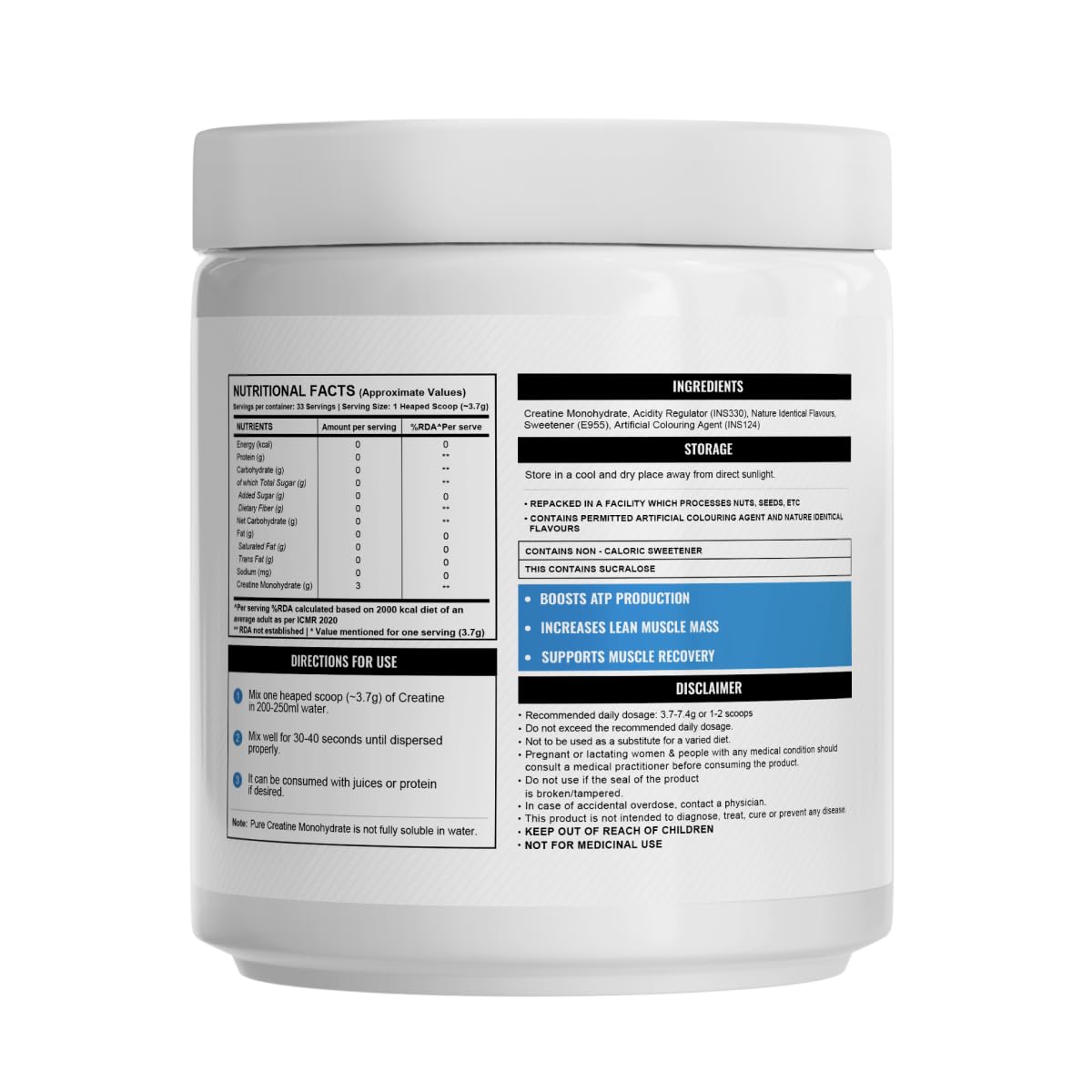 Wellcore - Pure Micronised Creatine Monohydrate (Fruit Fusion, 33 Servings) | Rapid Absorption | Enhanced Muscle strength & Power, Powder, 1 count