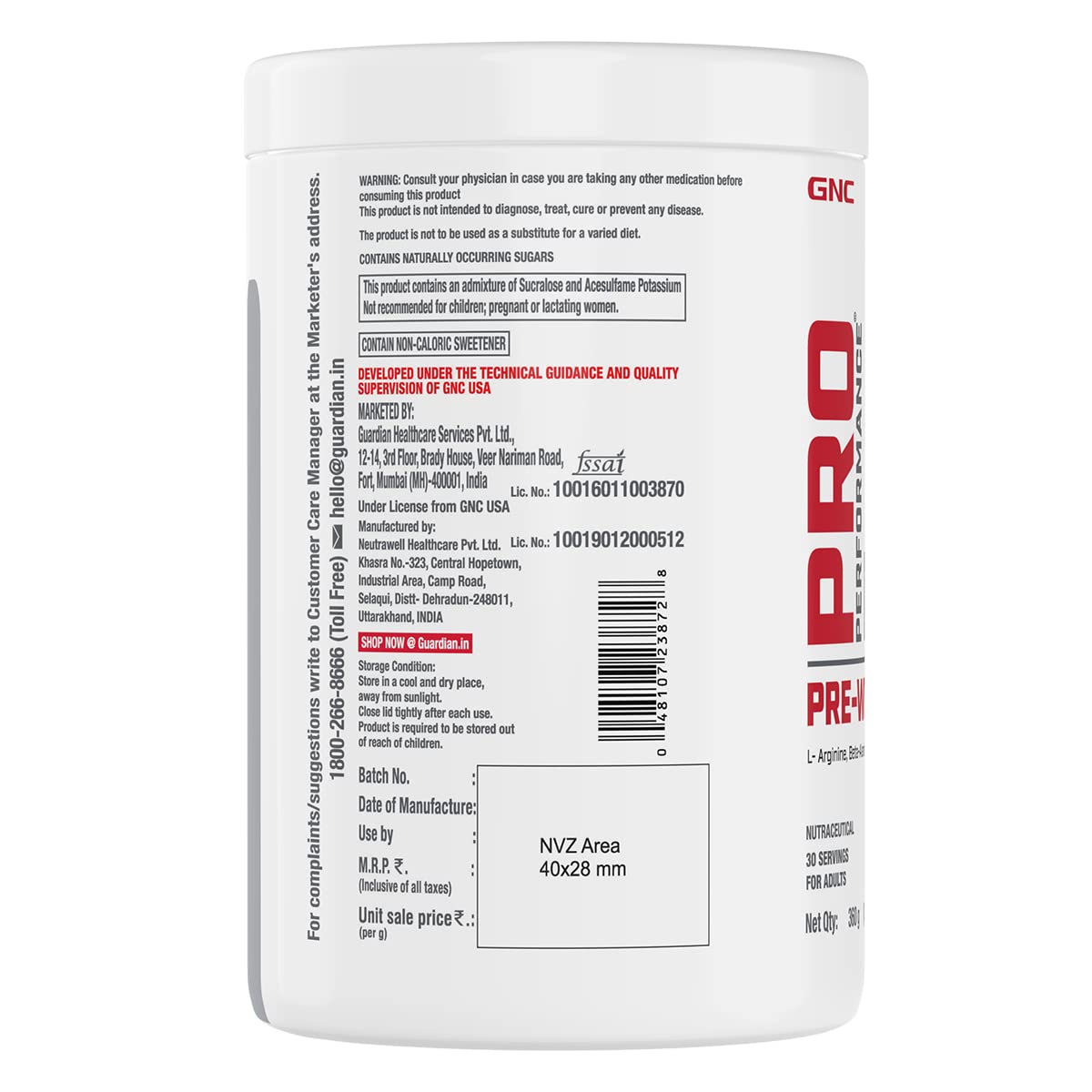 Pro Performance Pre-Workout | 360 gm | 30 Servings | Boosts Energy & Endurance | Improves Focus