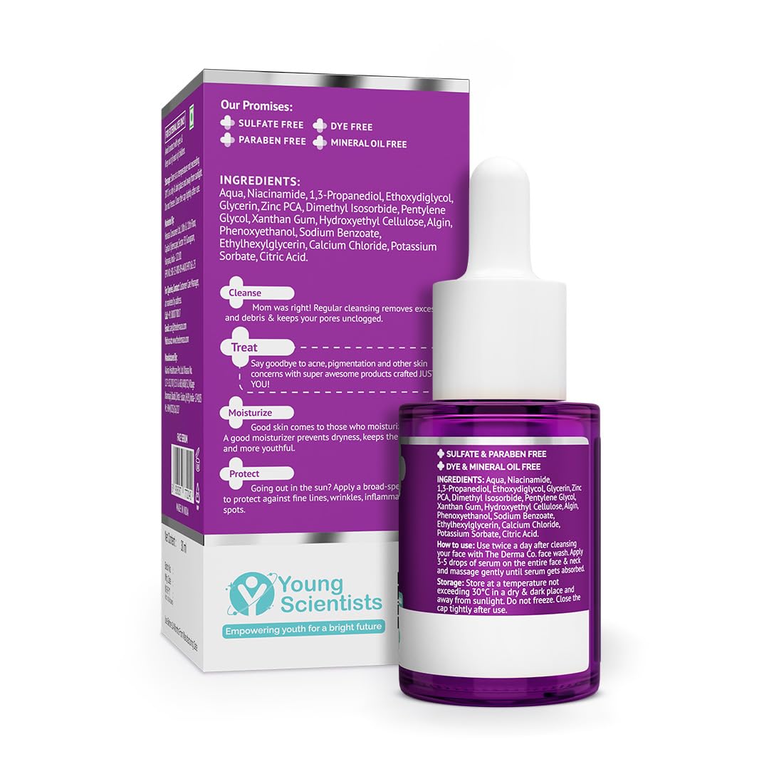 The Derma Co 10% Niacinamide Serum with 2% Zinc, Powered by Deep Penetration Formula™ | Fades Acne Marks, Controls Oil & Reduces Dark Spots | 30 ml