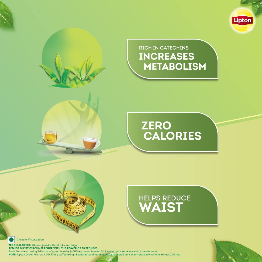 Honey Lemon Green Tea Bags 100 pcs, All Natural Flavour, Zero Calories