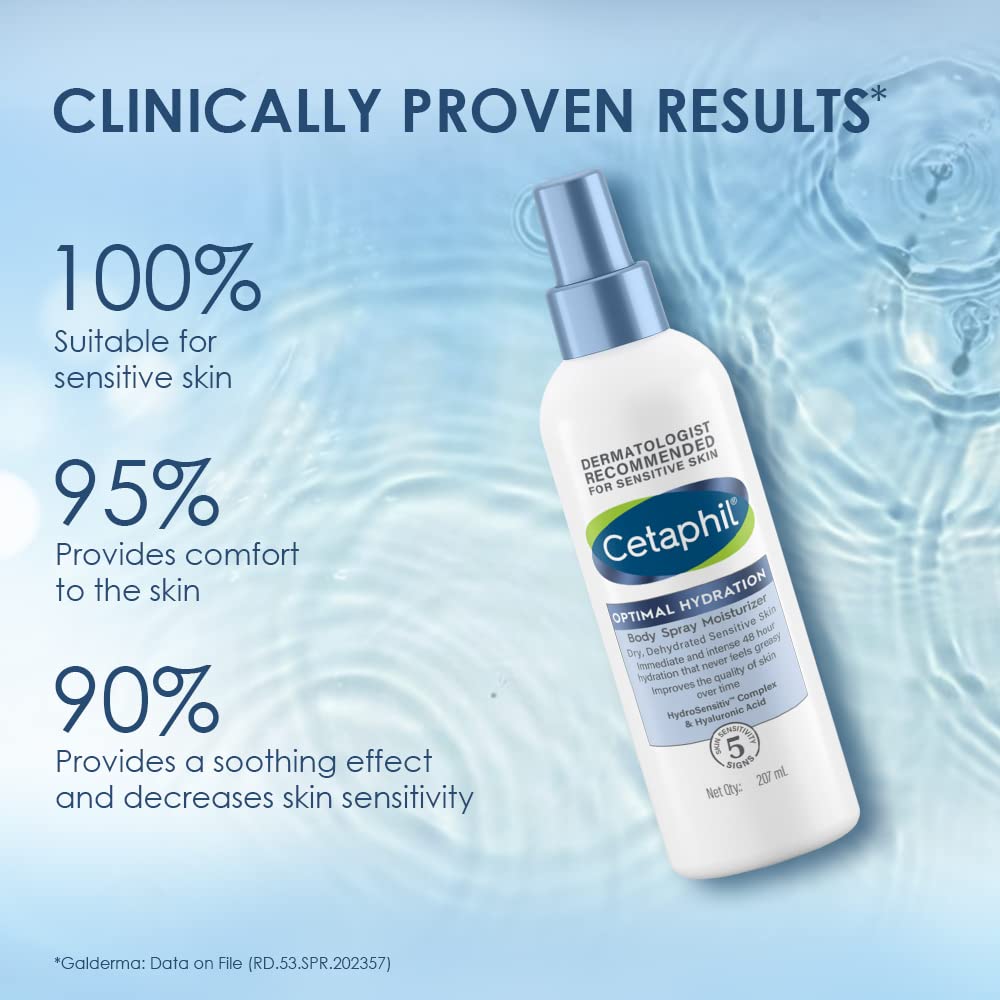 Cetaphil Optimal Hydration Body Spray Moisturizer 207ml | Lightweight moisturizer & non-greasy
