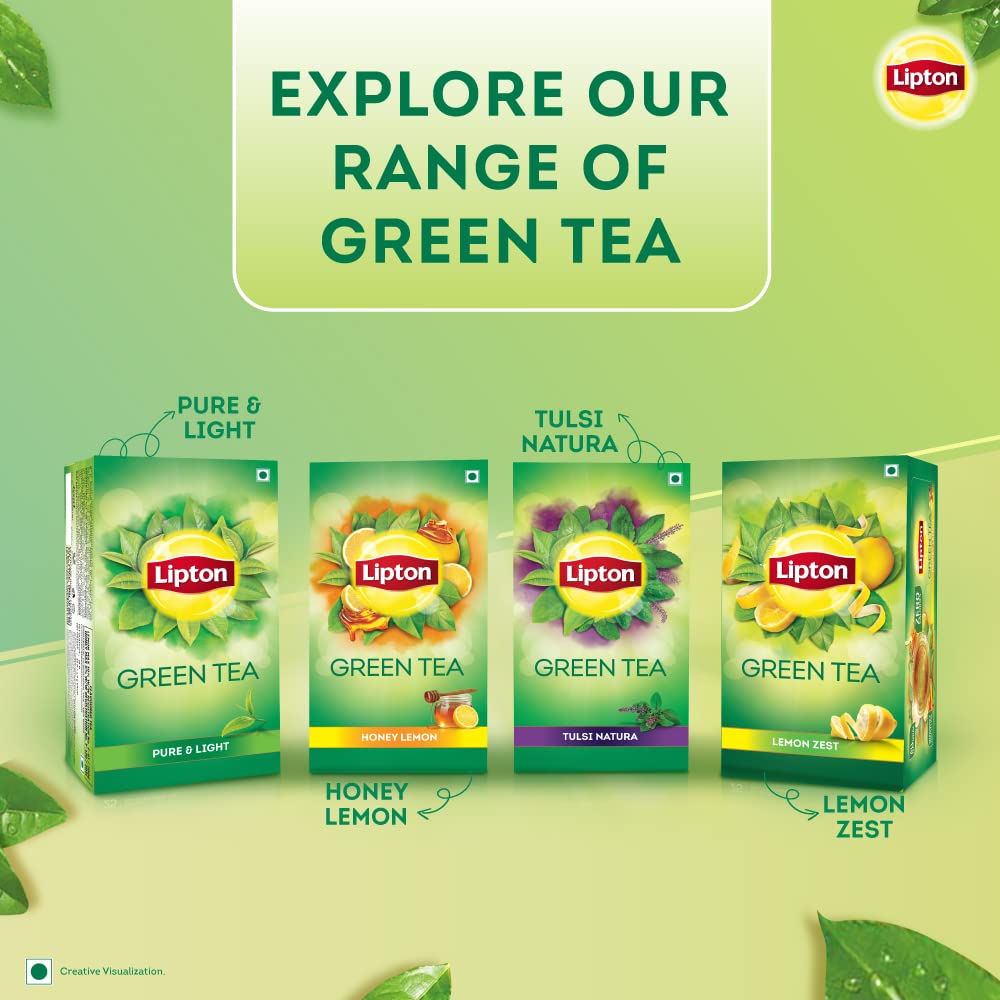Honey Lemon Green Tea Bags 100 pcs, All Natural Flavour, Zero Calories