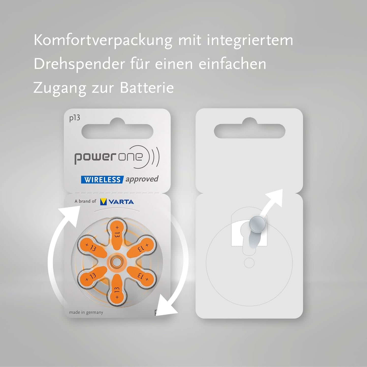 Power One Hearing Aid Battery Size 13 -Pack Of 60 Batteries