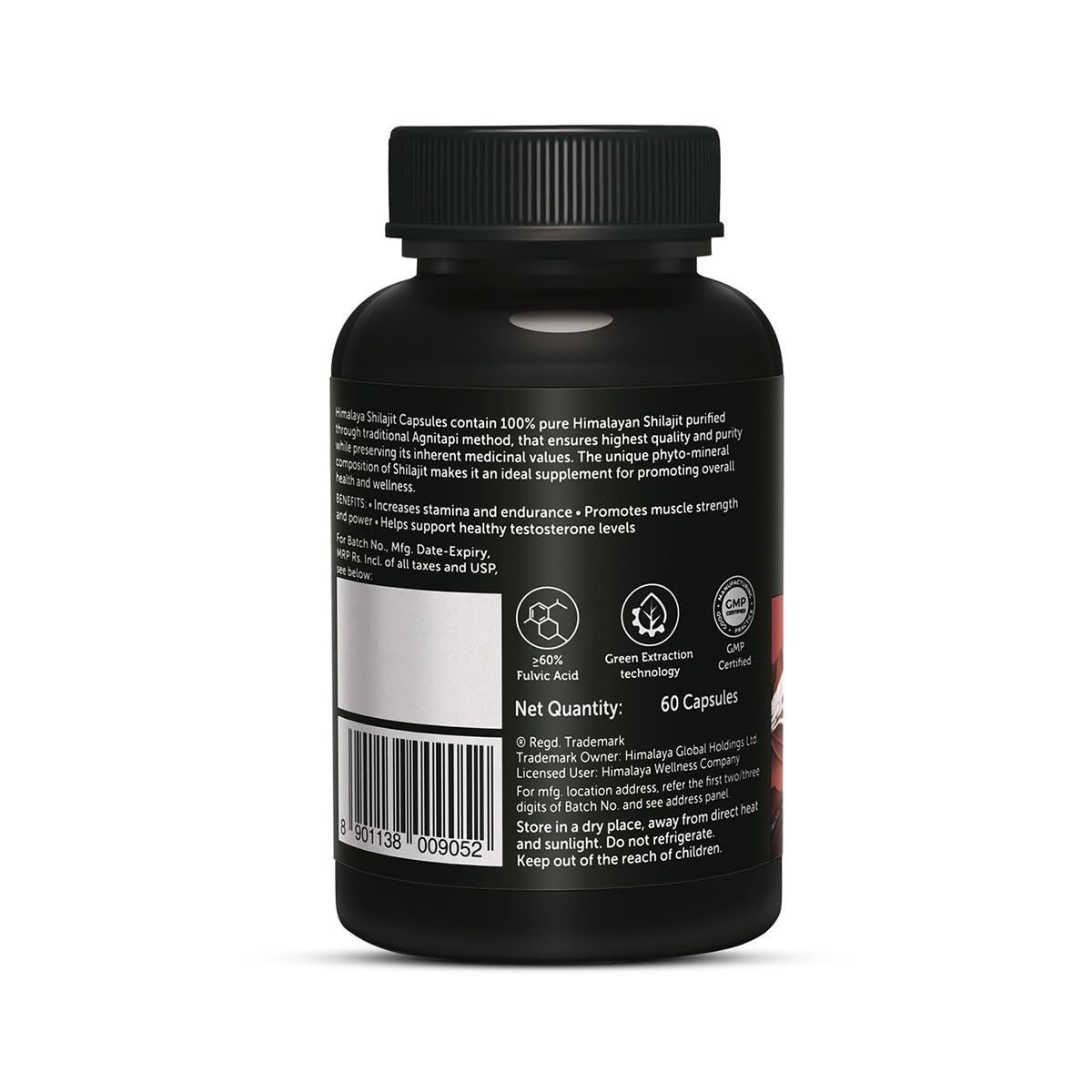 Himalaya Shilajit | 100% Pure Shilajit I 60 Capsules | Enhances Stamina, Energy, and Power | Supports Healthy Testosterone Levels