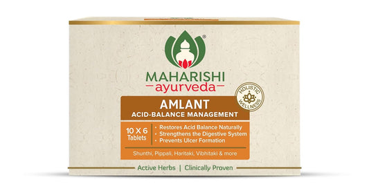 Maharishi Ayurveda Amlant For Acidity Heartburn Gas & Bloating, Strengthens Digestive System Helps in reducing Acidity Recurrence Quick Relief from Acidity Clinically Proven Enriched with Haritaki and other 14 other potent Herbs 60 Tablets