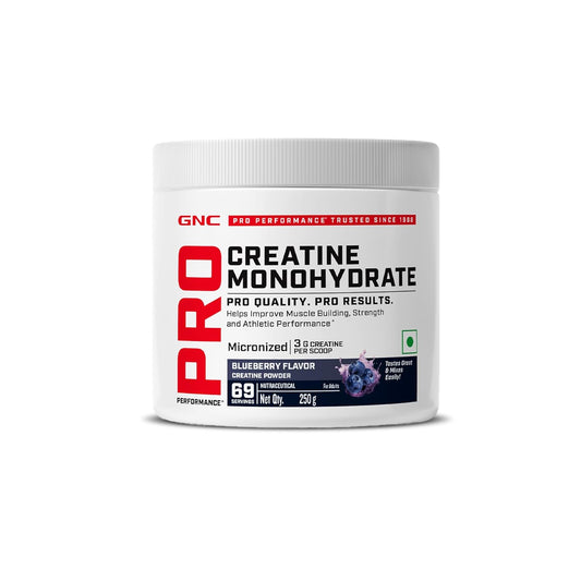 Pro Performance Creatine Monohydrate - 3000mg Creatine Per Scoop | Micronized for Faster Absorption | Boosts Energy, Muscle Volume & Performance | Gluten-Free | Blueberry | 250gm