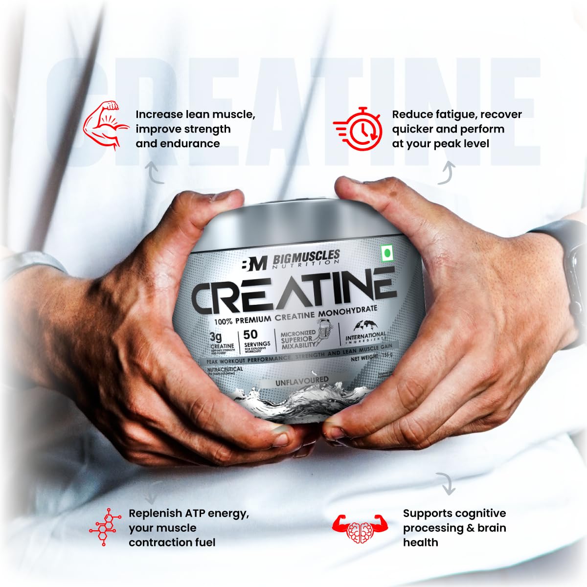 Creatine [155g, 50 Servings]| Blueberry | Micronized Creatine Monohydrate