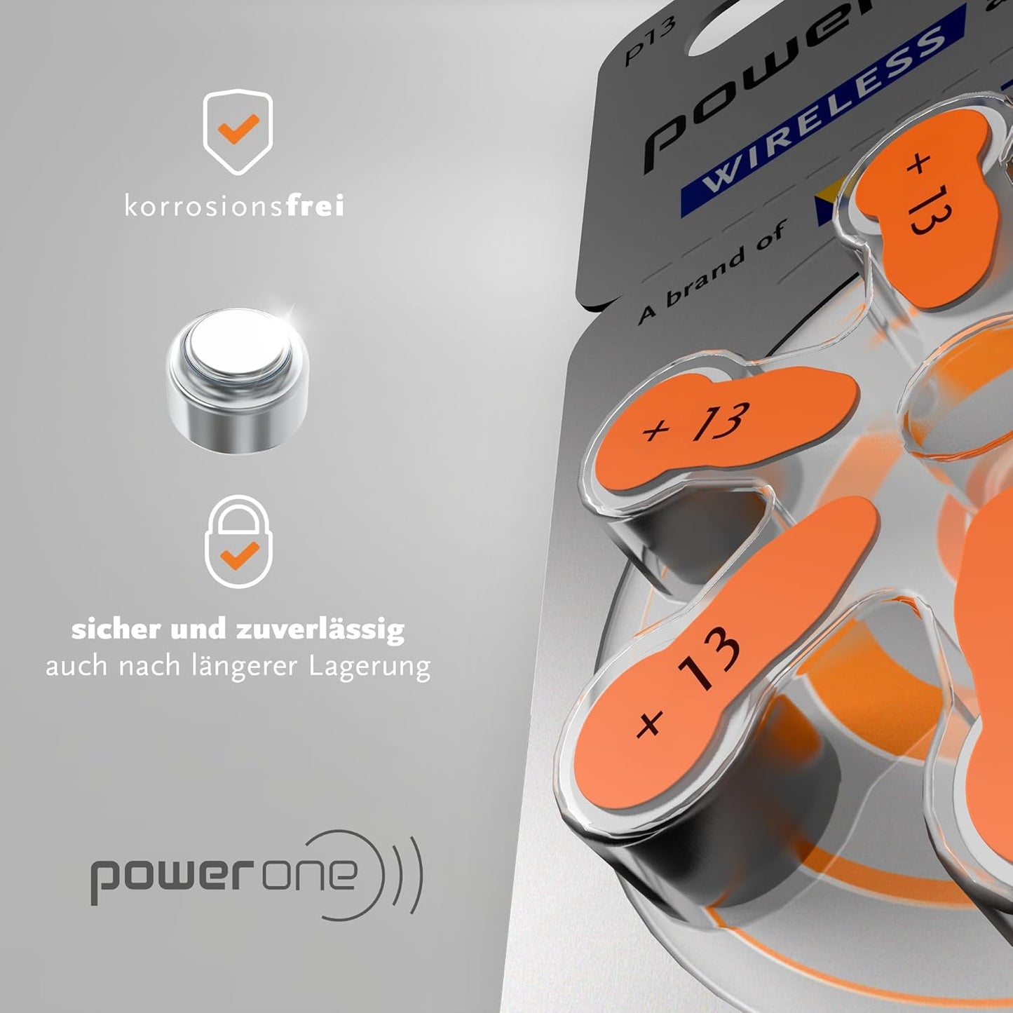 Power One Hearing Aid Battery Size 13 -Pack Of 60 Batteries