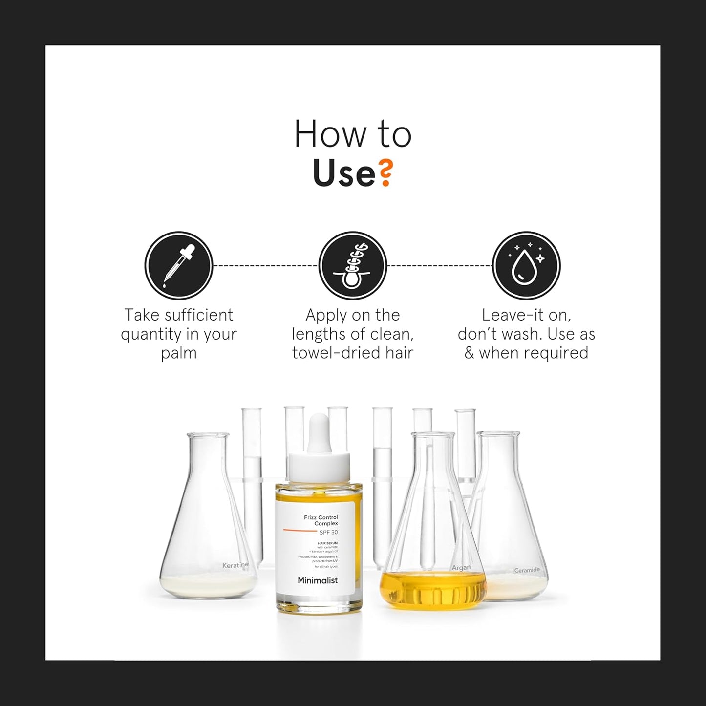 Minimalist Anti-Frizz Hair Serum SPF 30 With Keratin, Argan Oil & Ceramides for Dry Hair | Heat Protection Serum, Smoothens & Protects From UV | Lightweight | Leave In For Women & Men | 50 ml