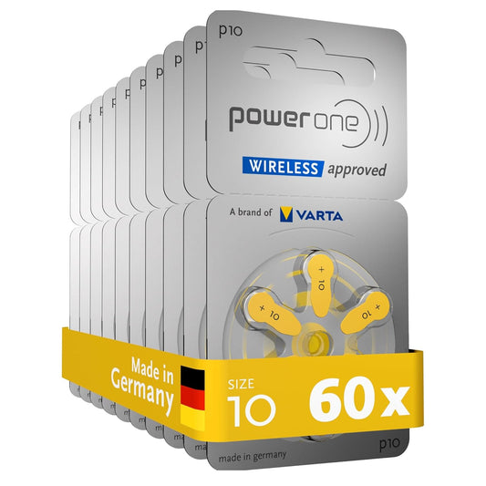 Power One Size 10 Zinc Air Hearing Aid Batteries (60 batteries)