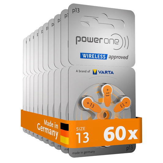 Power One Hearing Aid Battery Size 13 -Pack Of 60 Batteries