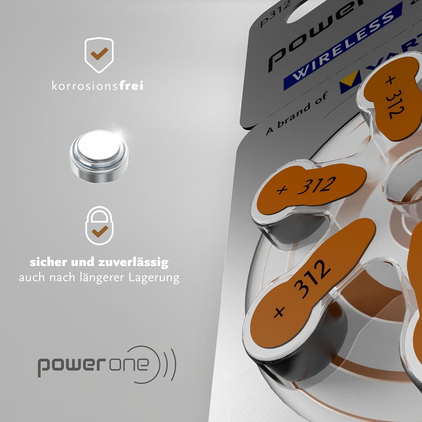 Power One P312 Hearing Aid Battery, 60 Pieces (6 x 10)