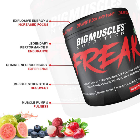 Bigmuscles Nutrition Freak Pre-Workout [30 Servings, Sex on the Beach] | Increased Energy, Strength, Mental Focus & Powerfull Pumps | 180 gm