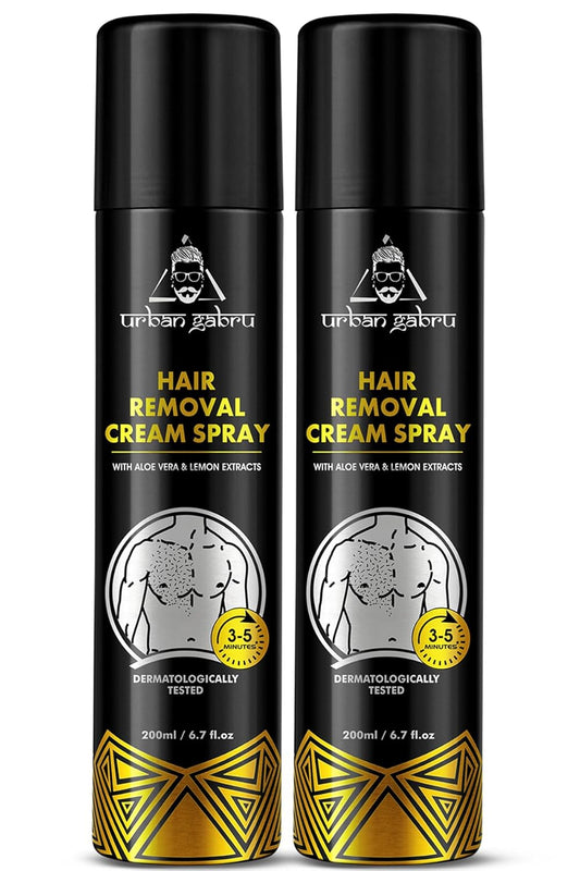 urbangabru Hair Removal Spray (200 ml) | Body Hair Removal In 3-5 Minutes For Men| Painless Body Hair Removal Cream For Chest, Back, Legs, Under Arms (Pack Of 2)