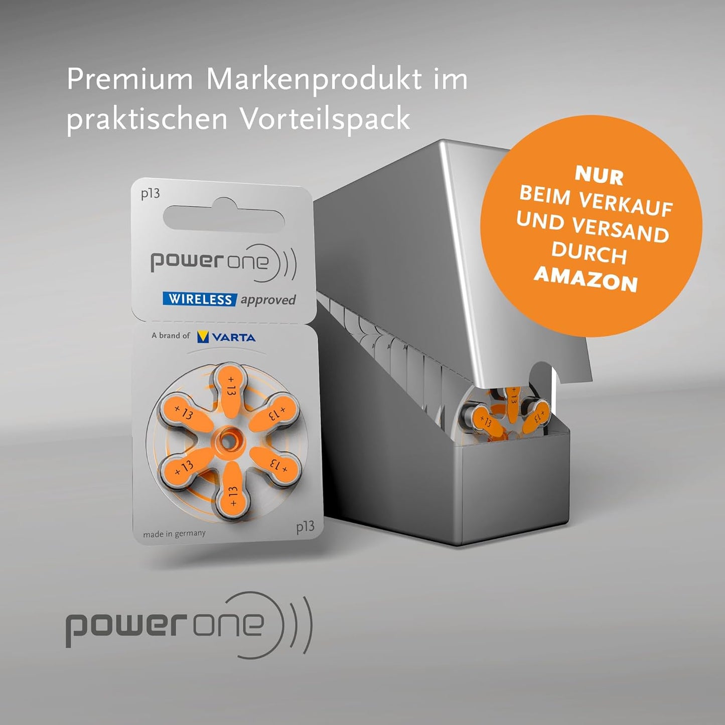 Power One Hearing Aid Battery Size 13 -Pack Of 60 Batteries