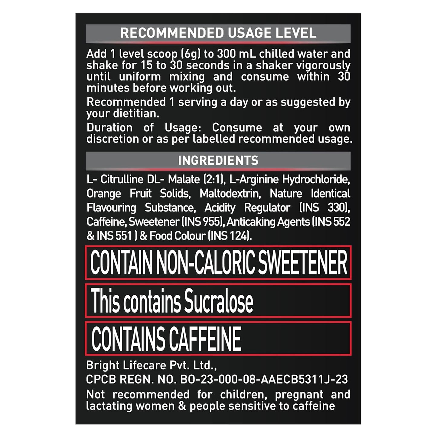 Pre Workout 200 (Fruit Splash, 16 servings, 100g) | 200mg Caffeine, 2200mg Citrulline