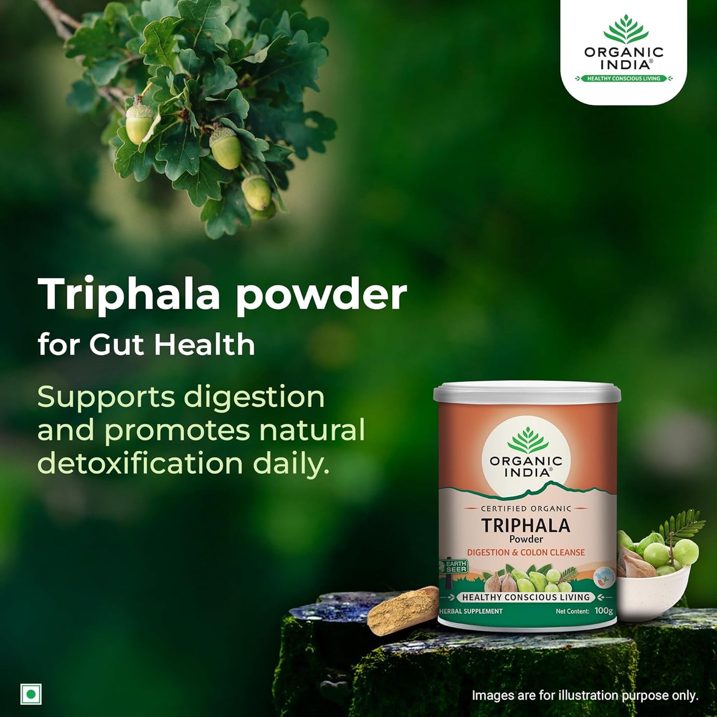 Organic India Triphala Powder - 100g, Supports Immune System, Colon & Digestion, For Balanced Bowel & Gut Health, Contains Bioactives and Antioxidants