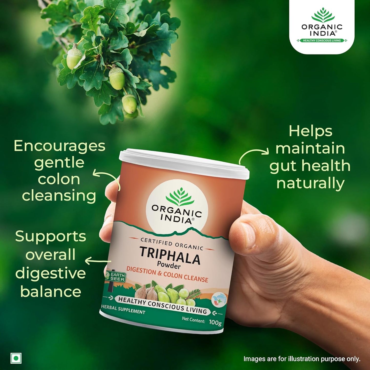 Organic India Triphala Powder - 100g, Supports Immune System, Colon & Digestion, For Balanced Bowel & Gut Health, Contains Bioactives and Antioxidants